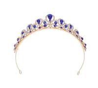 Didiseaon Couronne de en Strass Bleus Baroque Strass Goutte, Serrage-Tête Léger pour Mariage, Bal et Fêtes Costumées, Accessoire Coiffure Vintage pour Mariée et Anniversaire