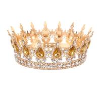 Didiseaon Couronne de Mariée Baroque en Alliage Doré, Diadème Rond Orné de Strass Goutte D'eau, Accessoire Coiffure pour Mariage et Soirée Costumée, Tiare Royale Élégante pour Femmes