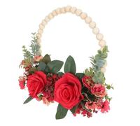 Didiseaon Couronne de Porte Décorative Fleurie en Plastique Rouge, Style | Aspect Réaliste, Détails Vivants et Forme Naturelle, sans Arrosage, Réutilisable pour Portes et Murs