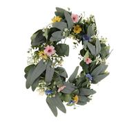 Didiseaon Couronne Décorative, Petite Couronne Suspendue, Vert, Tissu et Plastique, Feuillage D’Eucalyptus Réaliste, Légère, Entretien Facile, pour Porte de Bureau, la Cuisine et Placard