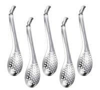 Didiseaon Cuillères à Fentes en Acier Inoxydable 5 Pièces Design Perforé et Finition Miroir, Ustensiles Cuisine Solide pour Service de Caviar et Plats Délicats