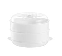 Didiseaon Cuiseur Vapeur Accessoire Pratique Micro-ondes Double Couche en Pp Blanc Rétention D'eau et Résistance Cuisson Vapeur à Domicile