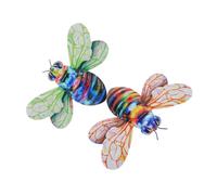 Didiseaon Décoration Murale Abeilles en Fer Forgé Coloré 2 Pièces pour Jardin et Terrasse, Ornement Suspendu Vert et Orange, Décor Extérieur Résistant et Esthétique, Art Mural Patio