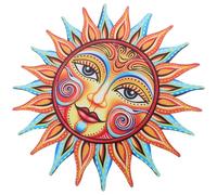 Didiseaon Décoration Murale Extérieure Soleil en Métal Orange, Ornement Artisanal en Fer Forgé, à Suspendre Murale Robuste pour Jardin, Terrasse et Clôture, Décoration Patio et Salon