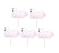 Didiseaon Décorations de Gâteau Cygne 5 Pcs Plumage, Pics à Gâteau pour Anniversaire et Mariage, Garnitures Festives Légères, Accessoires Décoratifs pour Desserts et Fêtes
