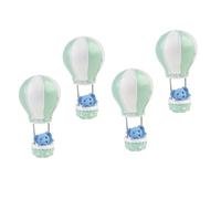 Didiseaon Décorations de Gâteau Non Comestibles pour Garçon et Filles, Lot de 4 Pièces en Résine Verte, Motifs Éléphant et Montgolfière, Accessoires Créatifs pour Décoration de Gâteau