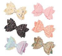 Didiseaon Ensemble 6 Pièces de Pinces à Cheveux à Nœud Double Couche Paillettes et Cuir Fait Main Accessoires pour Cheveux Fille Couleurs Aléatoires Décorations Couleur