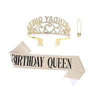 Didiseaon Ensemble De 2 Couronnes Et Ceintures En Strass « cest Mon Anniversaire » Avec Impression De Lettres Pour Fête De Fille