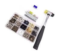 Didiseaon Ensemble de 50 Boutons-Pression 125 MM en Laiton Pur avec 100 Rivets Doubles et Outils de Fixation Antidérapants Kit Complet pour Cuir Vêtements Paquet et Loisirs Créatifs