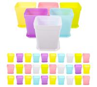 Didiseaon Ensemble De 60 Lot de Pots de Pépinière Miniatures avec Drainage Carrés Plastique Résistant Empilables et Colorés avec Soucoupes pour Jardinage Intérieur et Extérieur