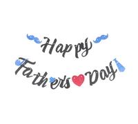 Didiseaon Ensemble de Décorations Fête des Pères Bannière Happy Father’S Day en Tissu Pailleté Vert Clair 1 Pièce pour Décoration Murale Fenêtres et Anniversaire