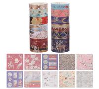 Didiseaon Ensemble de Rubans Adhésifs Décoratifs 10 Rouleaux en Papier Washi Motifs Rétro Résidu, Facile à Déchirer, pour Scrapbooking et Décoration de Carnet