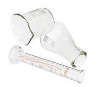 Didiseaon Ensemble de Verrerie Scientifique en Verre Tasses à Mesurer, Fiole Doseuse et Bouteille Conique, Graduations Claires et Nettoyage Facile pour Physique et Biologie