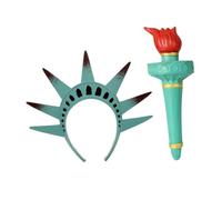 Didiseaon Ensemble Serrage-tête Statue Liberté Couronne et Torche en Pu, Accessoire de Déguisement pour Halloween et Fêtes Patriotiques, Adapté à Toutes Occasions