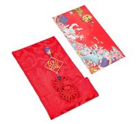 Didiseaon Enveloppe Rouge Chinoise en Tissu 1 PC Motif Fleurs de Richesse Pochette Présent pour Nouvel An Lunaire et Mariage Enveloppes Rouges pour Fête du Printemps et Occasions