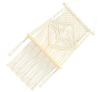Didiseaon Étagère Murale en Macramé Beige Tablette Bois pour Plantes | Coton Tissé à Main, Structure Murale Gain de Place, Décoration de Chambre et Bureau, Présentation Bonsaï