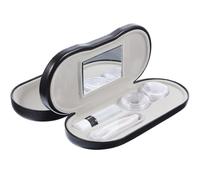 Didiseaon Étui à Lunettes Double Couche Portable en PU Noir, Étui à Lentilles Réutilisable Résistant à l'usure, Boîte à Lunettes Compacte pour Voyage et Usage Domestique, Porte-Contacts