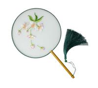 Didiseaon Éventail Chinois Brodé Rond à Pompons, Tissu Léger, Style Traditionnel Ancien, Décoration D’intérieur, Accessoire Artisanal, Assortiment Couleur Aléatoire