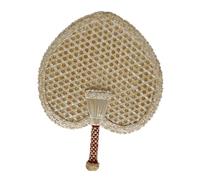 Didiseaon Éventail d'Été en Paille Tissée Forme Cœur Ventilateur Rafraîchissant Décoratif Mural Léger et Portable Style Traditionnel Chinois pour Intérieur et Extérieur Présent