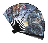 Didiseaon Éventail Pliable à Main en Soie Style Chinois Vintage Motif Dragon, Pliage Lisse, pour Danse et Décoration de Fête