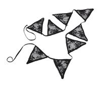 Didiseaon Fanion Triangulaire en Dentelle Polyester Noir, Décoration | Guirlande à Suspendre, Style Romantique, Usage Anniversaire et Mariage, Facile à Installer, Extérieur