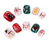 Didiseaon Faux Ongles Noël Forme de Cercueil avec Sapin Bonhomme Flocons pour Fêtes