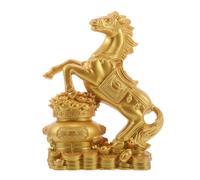 Didiseaon Figurine Élégante de Cheval Debout en Résine Dorée pour Décoration Feng Shui, Stable et Sûre, pour Bureau ou Étagère, Symbole de Prospérité pour L'année du Cheval 2026