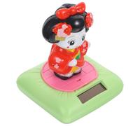 Didiseaon Figurine Solaire Kimono Danseuse Décoration Voiture Qui Bouge la Tête Ornement Réaliste et Portable Accessoire Auto Zen et Lumineux