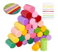 Didiseaon Fil à Crocheter Couleur Aléatoire 30 Pièces en Acrylique Coloré pour Latch Hook et Tricotin, pour Travaux Manuels et Création de Coussins Faits Main