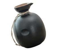 Didiseaon Flasque à Vin en Céramique Noire 300 Ml Bouchon en Bois, Bouilloire à Saké Traditionnelle Japonaise, Cadeau pour Festivals et Fête des Pères