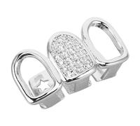 Didiseaon Grills Dentaires Hiphop Zirconium Argenté Top et Bottom Grills Confortables Bijoux de Bouche Stylés pour Cosplay et Fête Accessoires Rappeur pour Hommes et Femmes