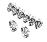 Didiseaon Grillz Dentaires Décoratifs Brillants Plaqué Or Amovible Unisexe Cosplay Fête Hip-hop Style Unique Taille Standard Silver