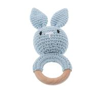 Didiseaon Hochet de Dentition Lapin en Crochet Fait Main en Bois et Coton Anneau de Dentition pour Bébé avec Design Artistique