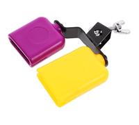 Didiseaon Instrument de Percussion Kit de Batterie Bloc Tambour Bois Bicolore Jaune et Violet Cloche de Vache à Son Aigu et Grave Accessoire Percussion Portable pour Musique Éducative
