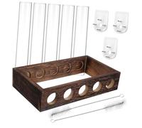 Didiseaon Jardinières Murales Verre Tubes à Essai Support Bois Station De Multiplication Jardinière Intérieur Pot De Fleurs pour Plantes Murales