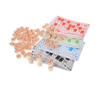 Didiseaon Jeu de Société Bingo en Bois Cartes Numérotées et Pièces D’Échecs 1 Set Complet pour Fête en Famille Jeu Amusant et Interactif de Bingo Russe Solide et Léger