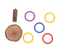 Didiseaon Jouet D'entraînement pour Oiseaux et Perroquets à Lancer de Cercles, en Bois Solide 5 Anneaux Colorés, pour Cage Intérieure, Stimulation Intellectuelle, Amélioration