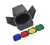 Didiseaon Kit d'Accessoires pour Lampe de Photographie 18 CM Barrière Lumineuse à Quatre Lames Nid d'abeille et 4 Filtres de Couleur pour Flash et Éclairage Studio