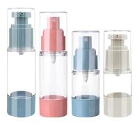 Didiseaon Kit de 4 Flacons Pompe sans Air 15ml et 30ml en As, Étanches et Faciles à Transporter, Soins Visage Voyages Quotidiens Couleur Aléatoire