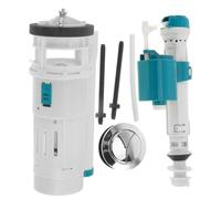 Didiseaon Kit de bouton de toilette avec valve d'entrée et de sortie, | Kit de bouton de chasse d'eau pour WC, double commande, améliore les raccords du réservoir d'eau, modernisation des