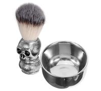 Didiseaon Kit de Rasage Homme avec Blaireau Manuel et Bol à Raser en Acier Inoxydable, Brosse à Barbe Confortable pour Salon de Coiffure ou Usage Personnel