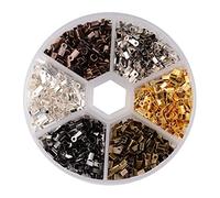 Didiseaon Kit d'embouts métalliques plats ouverts pour lacets bijoux fermoirs sertissage pour créations DIY assortiment avec boîte de rangement pratique environ 1380 pièces