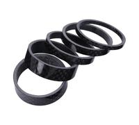 Didiseaon Kit Entretoises de Direction de Potence en Fibre de Carbone Noir, 5 Pièces Résistantes à l'usure pour Ajustement Hauteur du Guidon de Vélo