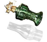 Didiseaon Lampe à Pétrole Rustique Verte L555 Petite Taille en Métal Couvercle en Verre Transparent Résistance Haute Température pour Intérieur Salon Chambre Décoration Ambiance Camping