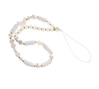 Didiseaon Lanière De Téléphone Portable Perles Avec Design Lune Et Étoile Bracelet Poignet Anti-perte Pour Femmes Et Filles Accessoire Décoratif Blanc Souple