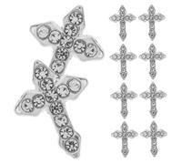 Didiseaon Lot de 10 Breloques pour en Forme de Croix 3d avec Strass Accessoire de Manucure
