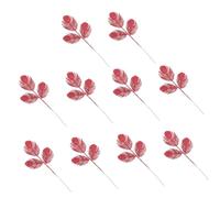 Didiseaon Lot de 10 Feuilles Artificielles de Noël Scintillantes en Polyéthylène Poudre Pailletée Décorations de Feuilles de Laurier Festives pour Sapin et Décoration Couleur Aléatoire