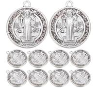 Didiseaon Lot de 10 Pendentifs en Saint Benoît pour Création de Colliers Porte-Clés et Accessoires Motif Croix pour Artisanat Religieux et Présents
