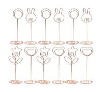 Didiseaon Lot de 12 Porte-cartes en Métal Doré Forme Fleur, Cœur, Cercle et Lapin Pinces Mémo Stables pour Mariage, Bureau et Événements, Supports Porte-numéros de Table et Détenteurs