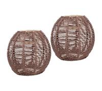 Didiseaon Lot de 2 Abat-Jour Suspendus Tissés Imitation Rotin Cache-Luminaire Décoratif Brun Suspendre Petit Format pour Salon Restaurant et Maison de Campagne